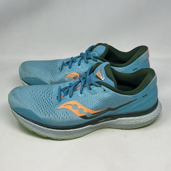 Saucony Triumph 18 Shoes Mens 12.5 Blue Mesh Lightweight Running Sneakers - Picture 4 of 16